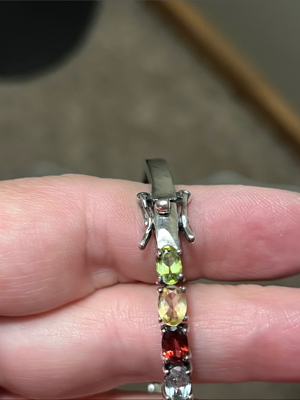 Multicolor Gem Stone Bangle Bracelet - Picture 6 of 6